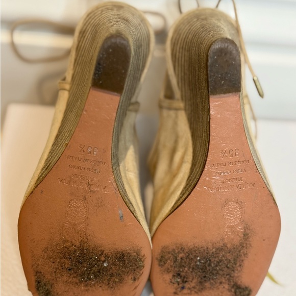 We Love Our Suede Aquazzura Sandals. This Is Barely Worn Light Suede With A Heel - Picture 9 of 9